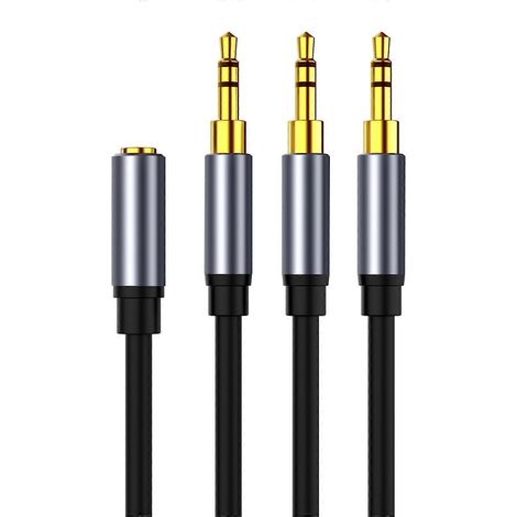 3,5-mm-Stereo-Audio-Adapterkabel (26 AWG) für PC, Computer, Tablets – Buchse auf 3 Stecker (1/4)