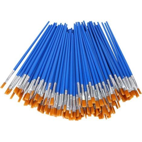 Pinceaux Plats - 200 Pièces - Pour Peinture Aquarelle Huile Acrylique Miniature Maquette Loisirs Créatifs - 7 mm Largeur Poils - 170 mm Longueur Totale (1/5)