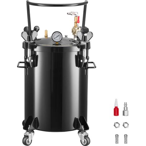 Mophorn Tanque de presión para pintura en aerosol, capacidad de 30 L, equipado con 2 conectores UE/AU, incluye acoplamientos rápidos y 4 ruedas, dimensiones: 390 x 340 x 630 mm, color negro (1/5)