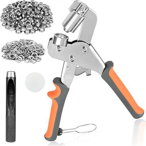 Ensemble de pinces à perforer professionnelles , comprenant 500 œillets métalliques (diamètre 10 mm) , pince à perforer magnétique , pour cuir , rideaux , tissu imperméable , PVC