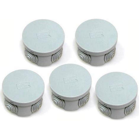 Lot de 5 boîtes de dérivation IP44 Œillets en Caoutchouc et Couvercle à Clipser 65 x 30 mm (1/2)