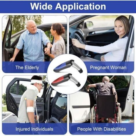2pcs Poignée Ergonomique D'assistance De Porte Voiture Légère Et Solide Aide À La Mobilité Robuste Capacité 180kg Poignée Porte Voiture Portative pour Personnes Âgées