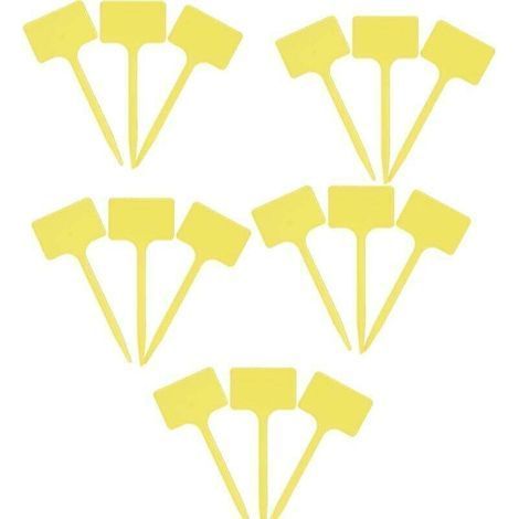 Pflanzenschilder – Praktisches 15-teiliges Set – 55 x 35 mm Schreibfläche – T-förmiges Design – Wetterfestes Material – Gelb / Pflanzenschilder / Kräuterschilder (1/4)