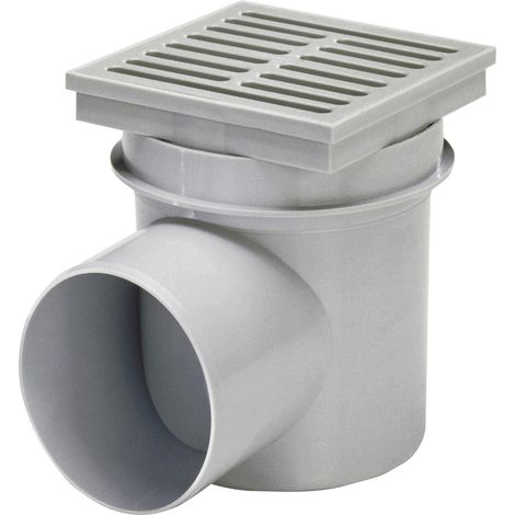 ACO Haus- und Hofablauf 150 x 150 mm, grau, DN110, Ablauf waagerecht