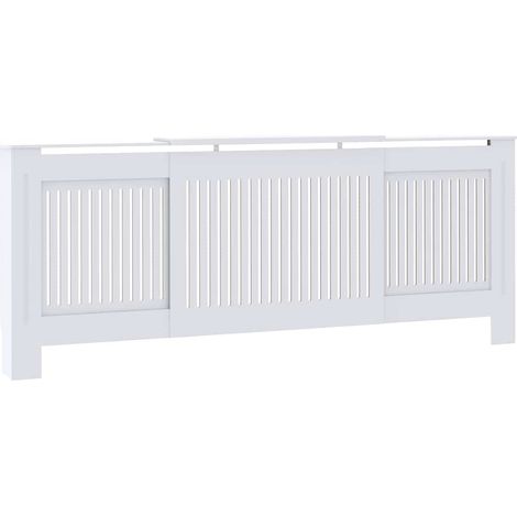 vidaXL Cubierta para radiador madera de ingeniería blanco 205 cm (1/2)