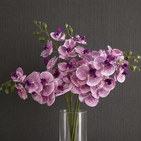 Pack of 6 x 100cm Artificial Phalaenopsis Orchid Purple Stem - 42 Flowers - Premium Quality (1/5)