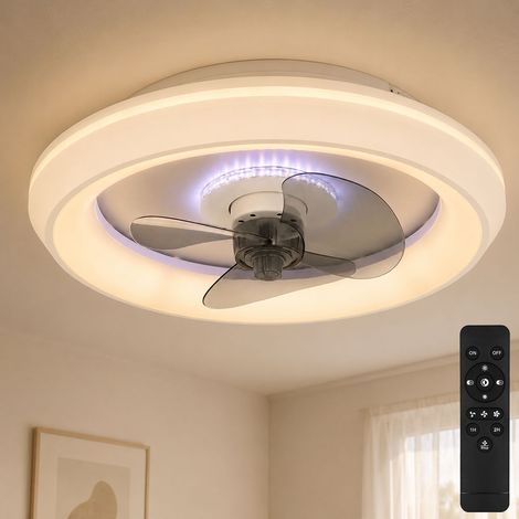 Deckenventilator mit Licht Lampen mit Ventilator Deckenventilator mit Fernbedienung und Deko LED in blau-weiß, Dimmbar CCT Timer, 41 Watt LED 2216lm 2700-6500K, 48 cm (1/5)