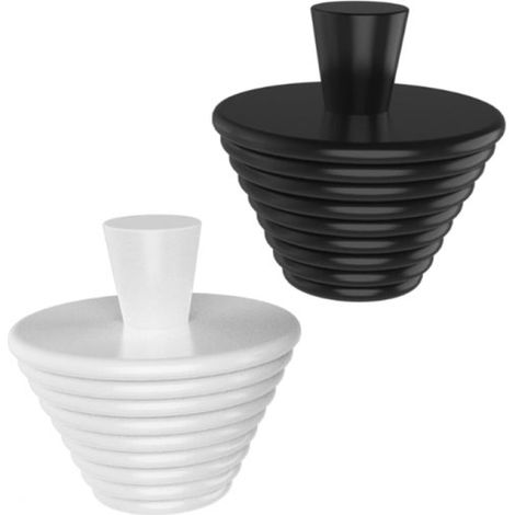 Bouchons d'évier - 4,5 x 2,9 cm - Bouchons de baignoire - Blanc/Noir - Silicone - Accessoires de salle de bain - Lot de 2 - Universels - Bouchons de lavabo (1/5)