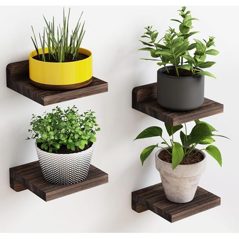 4er-Pack schwebende Wandregale – Kleine Holzregale 5x5 Zoll für die Dekoration von Wohnräumen, Küche, Bad und Wohnzimmer (1/5)