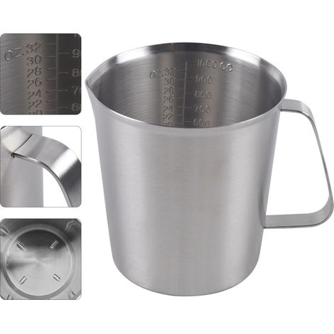 1000ML Messkanne zum Backen von Tee in der Küche mit Waag 304 Edelstahl-Messbecher Großer Krug (ml und oz Doppelte Skala) (1/5)