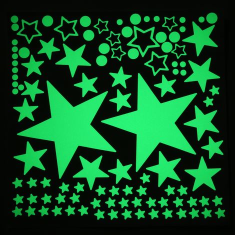 Etiqueta de la pared de plástico Estrellas brillantes Tatuajes de pared Decoraciones Fluorescente Tira de cielo luminoso oscuro