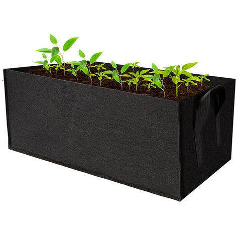Rechteckige Pflanzsäcke aus Filz, 61 x 30 x 20 cm, mit Griffen, atmungsaktiv, für Gemüse, Blumen, Kräuter, Gartenarbeit