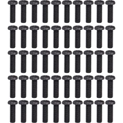 Lot de 50 vis à métaux à tête cylindrique en acier inoxydable entièrement filetées noires plaquées zinc DIN7985, écrous à rivets (M4 x 12) (1/5)