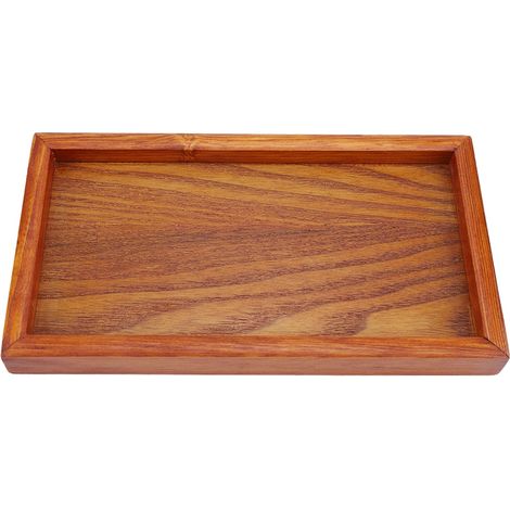 Plateau en Bois Rectangulaire pour Service Thé et Apéritifs, Table de Présentation, Plat de Rangement pour Snacks, Hôtel Maison (22x12cm) (1/5)