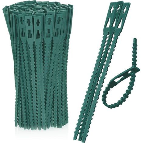200x Liant végétal en Plastique Vert - stabiliser Les Plantes - Pinces à Plantes - Attache tuteur Plante (14 cm) (1/5)