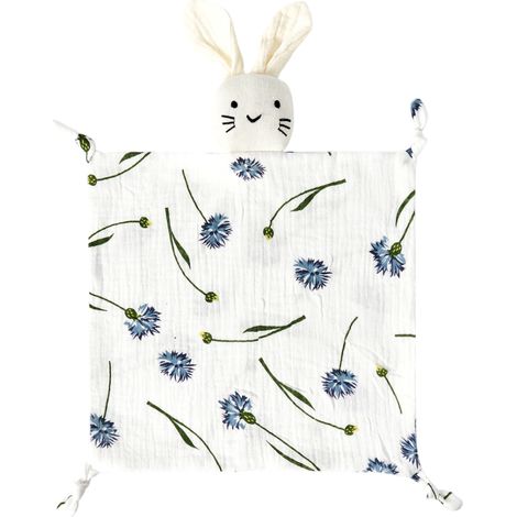 1 doudou lapin en mousseline de coton biologique, doux et respirant, 28 x 28 cm, pour bébé garçon ou fille (1/5)