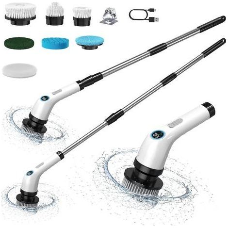 Brosse De Nettoyage Electrique - 2000mhA Brosse Electrique Nettoyage sans Fil Extension Réglable avec 2 Vitesses Réglables - Electric Spin Scrubber pour Salle & Balcon (1/5)