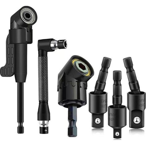 6PC noir 105 embout de coin en forme L à 90 degrés tournevis électrique perceuse visseuse flexible à axe souple universel 360 adaptateur pour douille (1/2)