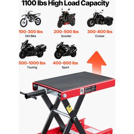 Cric de Moto à Ciseaux, Pont Élevateur Portable Charge 499 kg Plage de Levage de 9,5 à 34 cm, pour Entretien Motocross, Lève Moto e… (1/5)