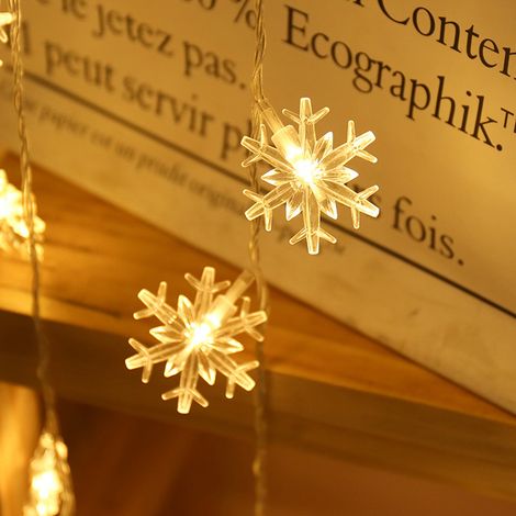 Guirlande lumineuse à piles en forme de flocon de neige avec télécommande, décoration de chambre, Noël, fêtes, éclairage d'extérieur, camping, lampe décorative suspendue. (1/5)