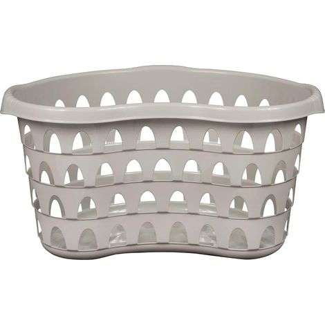 2 x Cool Grey Linen Storage Large Plastic Hipster Washing Tub Baskets