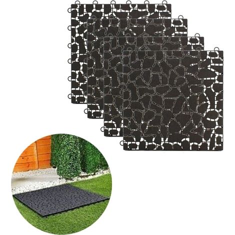 TRADE SHOP - Set Da 4pz Piastrella Per Esterni Pavimento Pavimentazione Giardino 30x30cm Nero 223195 - (1/2)