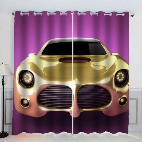 Rideaux Voiture De Sport Voiture De Course Voiture Rétro Rideau Occultant Chambre Fille Garcon Rideaux Chambre Ado Isolation Thermique et Réduction du Bruit Rideau (200x200 cm) - 200L X 200H cm (2 Pan (1/5)