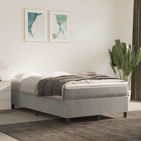 Sommier à ressorts de lit - Sommier pour Adulte et Enfant - Gris clair 120x200 cm Velours BV675122 - BonneVie (1/5)