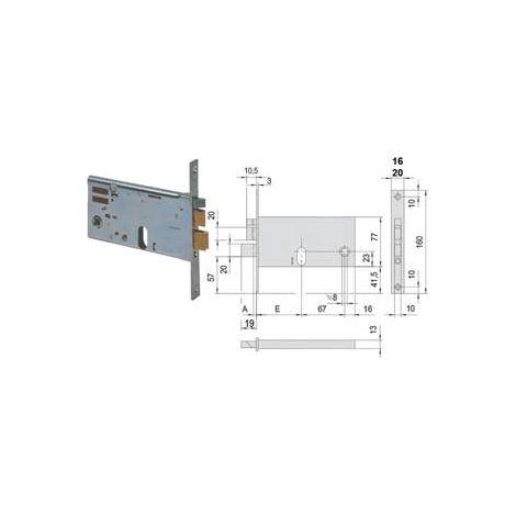 Elettroserratura da Infilare per Fasce 77 mm H 1446 80 mm (14460800)