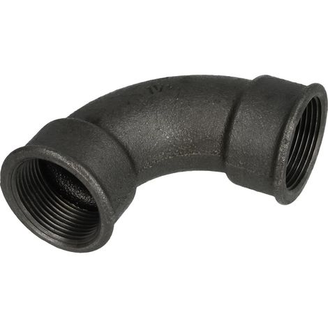 Raccord en fonte malléable noir coude court 90° 1 1/4'' FF/FF