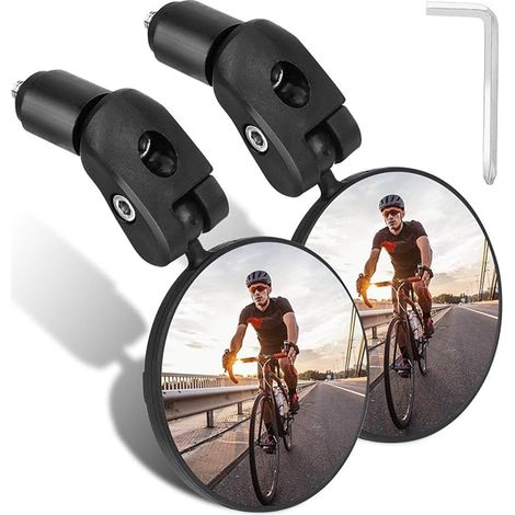 Stück – Fahrradspiegel – HD-Weitwinkel-Fahrradrückspiegel – 360° verstellbar – drehbarer konvexer Lenkerspiegel für Mountainbikes – elektrischer Rückspiegel, universell einsetzbar (1/5)
