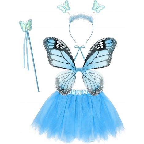 Ensemble de costume de papillon bleu fée sorcière carnaval