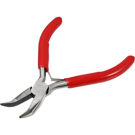 Pince à Bec Coudé de Bijoutier en Acier au Carbone Rouge 5 Pouces Outil de Création de Bijoux, Poignée Ergonomique, Accès aux Angles Difficiles, Usage Hobby Fin (1/5)