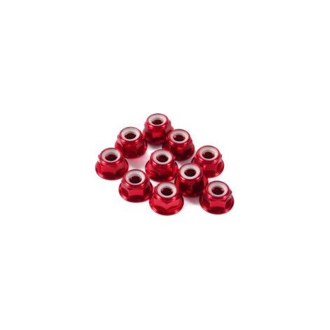 Lot de 10 écrous hexagonaux autobloquants en aluminium, insert en nylon M2, rouge foncé