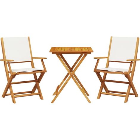 Maison Exclusive - Ensemble de bistro 3 pcs blanc crème tissu et bois massif