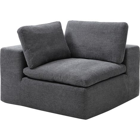 Fauteuil d'angle gauche en tissu gris anthracite CORTOLINE