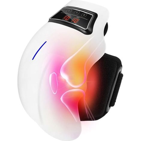 Masseur genou électrique chauffant - 9 modes chaleur et vibration - USB rechargeable - Écran LED - Taille L