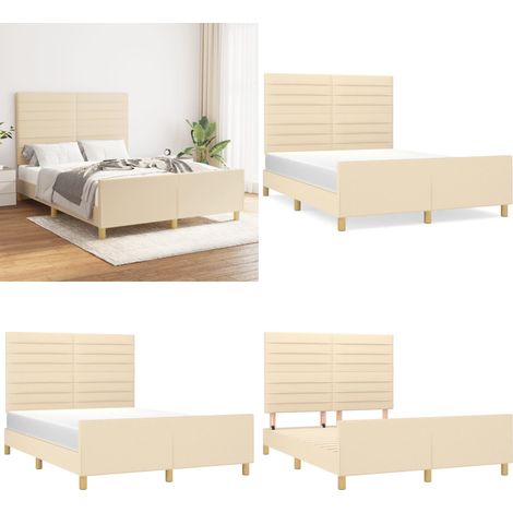 Bettgestell ohne Matratze Creme 140x200 cm Stoff - Bettsofa - Doppelbett - Lattenrost - Boxspringbetten - Cremefarbenes Bett - Home & Living (1/5)