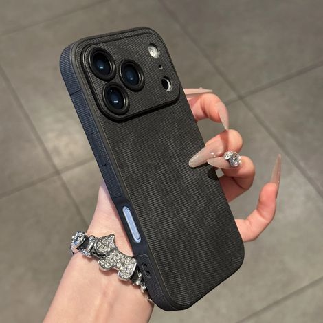 Étui de téléphone en cuir rigide avec cadre en silicone souple (iPhone 11 noir).