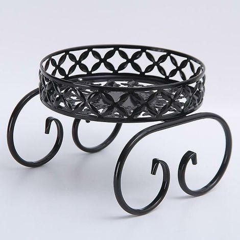 Indoor or Outdoor Flower Pot Stand, Metal Plant Stand, Round Garden Plant Stand for Living Room, Balcony Decoration (Black)