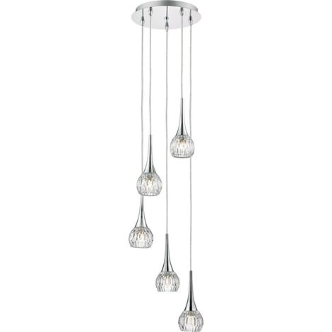 DAR LYALL - Chrome poli et verre décoratif en spirale, 5x G9 (1/3)