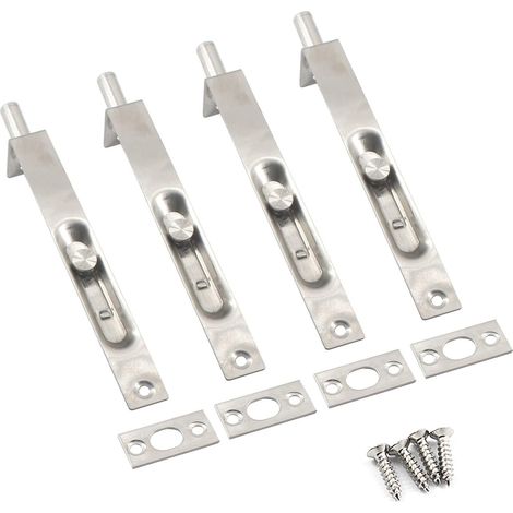 Verrou de porte encastré en acier inoxydable de 10,2 cm avec vis Argenté (4 pièces) (1/5)
