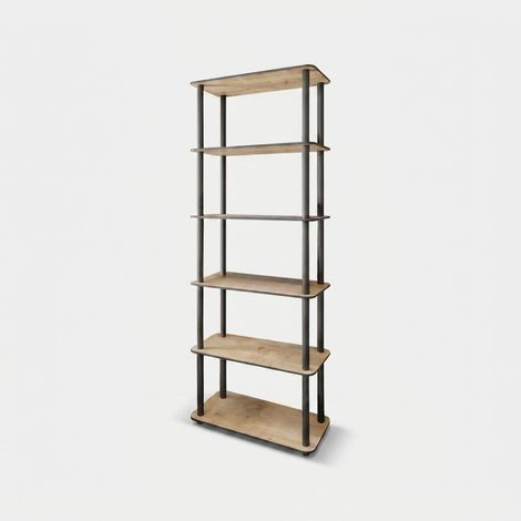 Libreria scaffale a 6 ripiani in MDF Rect - Rovere (1/3)