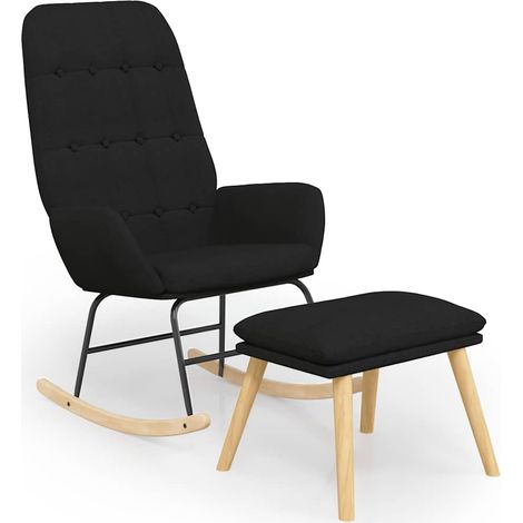 Maison Exclusive - Schaukelstuhl mit Fußhocker Schwarz Stoff (1/5)