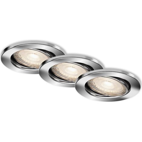 LED Einbauleuchten schwenkbar IP23 3er Set GU10 5 W chrom Metall Briloner