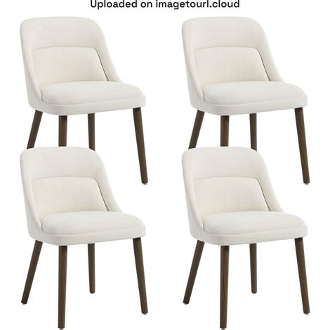 Wahson Set di 4 Sedie Cucina Imbottite con Gambe in Legno, Bianco