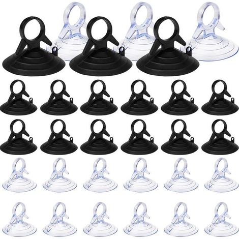 60 Stück Sonnenschutzblenden mit Saugnäpfen, 45 mm Saugnäpfe ohne Haken, PVC-Mini-Saugnäpfe, transparent und schwarz (1/4)