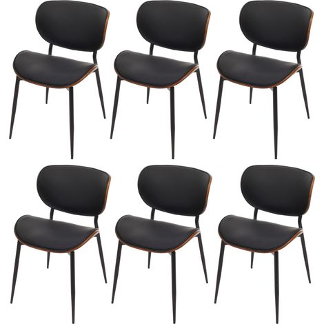 6er-Set Esszimmerstuhl HHG-233, Stuhl, Bugholz Kunstleder 280g/m² Öko-Tex MVG Walnuss-Optik, schwarz (1/5)