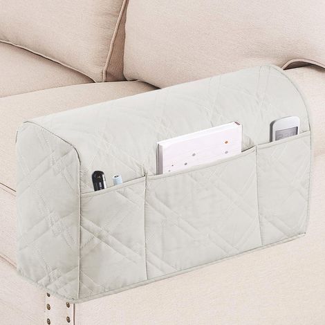 Organizador de mesita de noche blanco (paquete de 2), funda para sofá y silla, bolsa de almacenamiento colgante para reposabrazos de cama o sofá. (1/3)