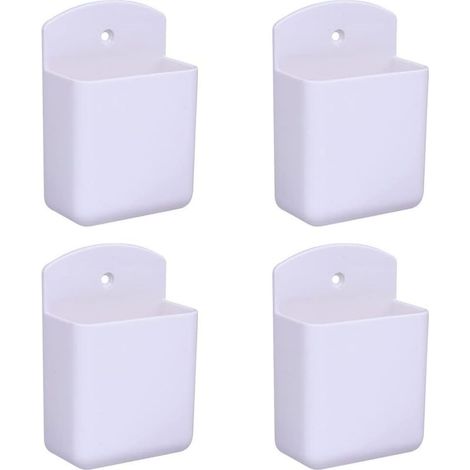 Lot de 4 Supports de télécommande Blancs support Mural boTe de Rangement multimédia pour Bureau à Domicile Chambre salon Auto-adhésif Atorage Box (1/3)